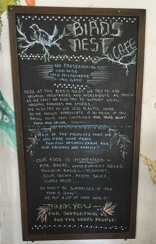 info board at Bird's Nest Cafe in Chiang Mai