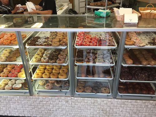 Doughnut case at Vegan Donut Gelato in Oakland