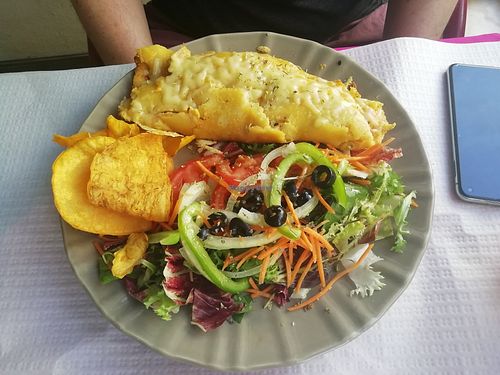 Think this was a chickpea omelette at Veggie Momi in Albufeira