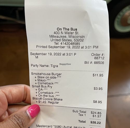 Prices   at On The Bus in Milwaukee