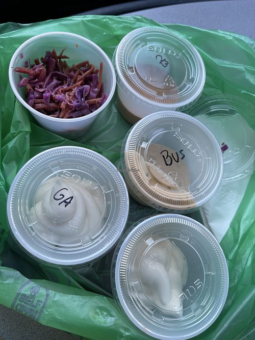 Sauces for fries   at On The Bus in Milwaukee