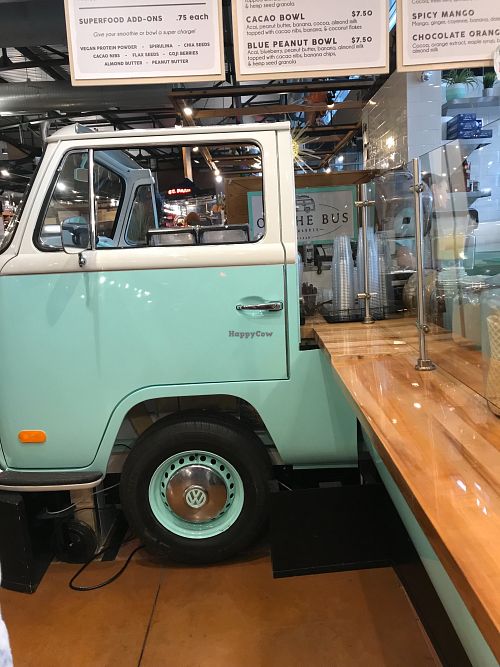 Fun place to grab a delicious bite. Front end V dub smoothie bar. at On The Bus in Milwaukee