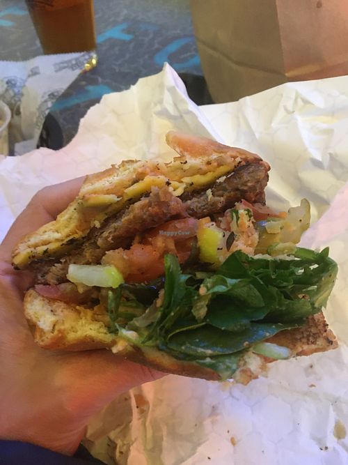 Bus burger at On The Bus in Milwaukee