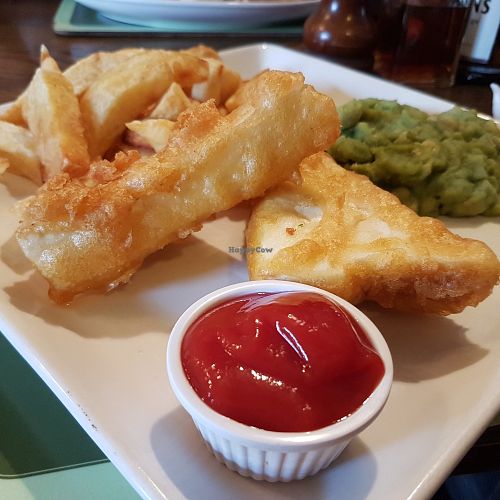 Vegan fish and chips at The Parr Arms in Warrington