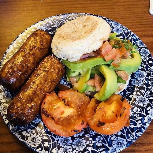 Smashed English muffin with quorn sausages  at The Lord Rosebery in Scarborough