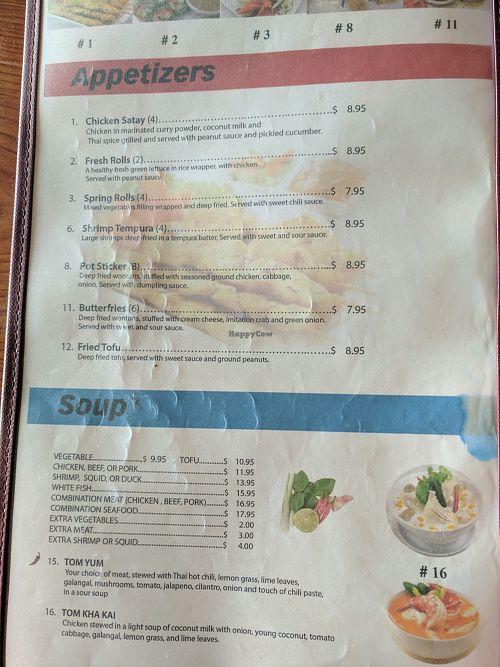Menu at Baan Khun Ya in Richland
