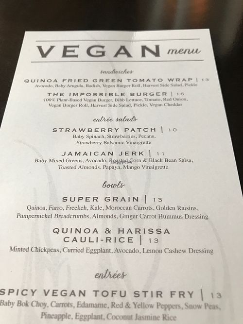 Menu had two sides!  Pricey but you get what you paid for.  at Harvest Seasonal Grill & Wine Bar in Harrisburg