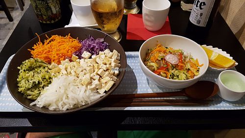 Bibimbap and starter at Boli Cafe in Toulouse