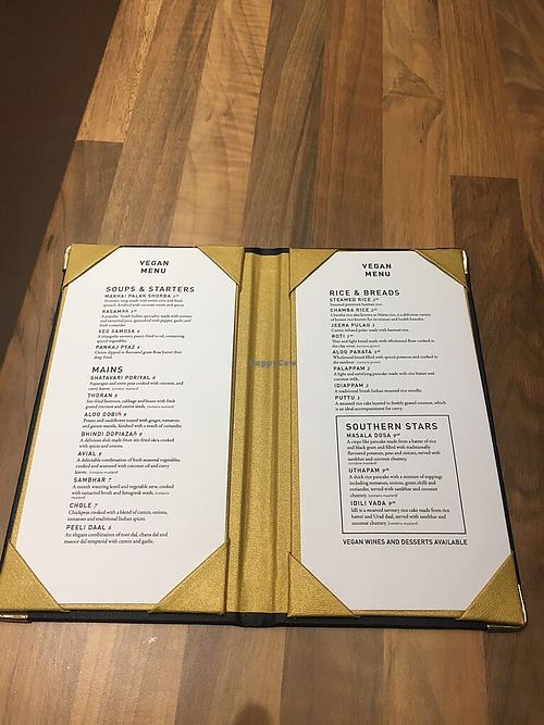 Dedicated vegan menu at Madha in Glasgow